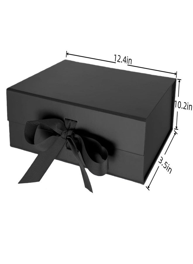 iefoah Black Gift Box for Presents 12.4×10.2×3.5'' Gift Boxes with Lids Magnetic Closure Groomsman Bridesmaid Proposal Box for Wedding Birthday Valentine Bridal Showers Gift Packaging - Image 3